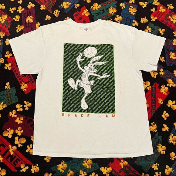Space Jam New Legacy Tune Squad Bugs Bunny Basketball Graphic Tee Shirt / Size L - Picture 1 of 4